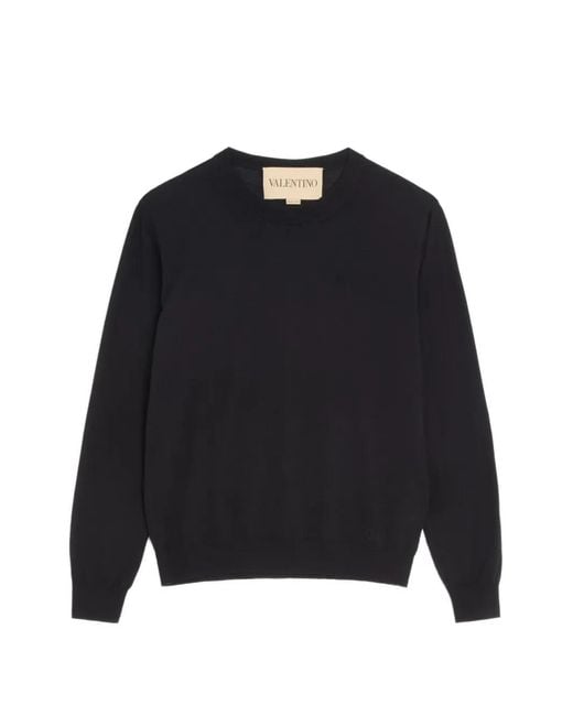 Valentino Garavani Blue Wool Jumper With Vlogo Embroidery for men