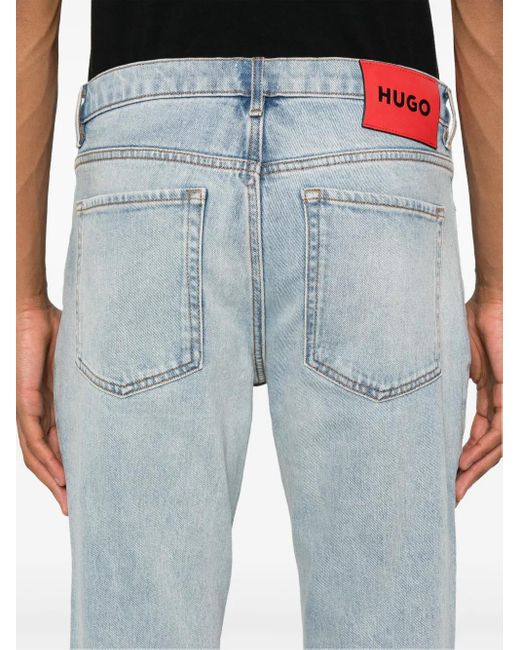 HUGO Blue Slim-Leg Cotton-Blend Jeans for men