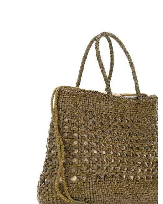 Dragon Diffusion Metallic Santa Cano Woven-Leather Tote Bag