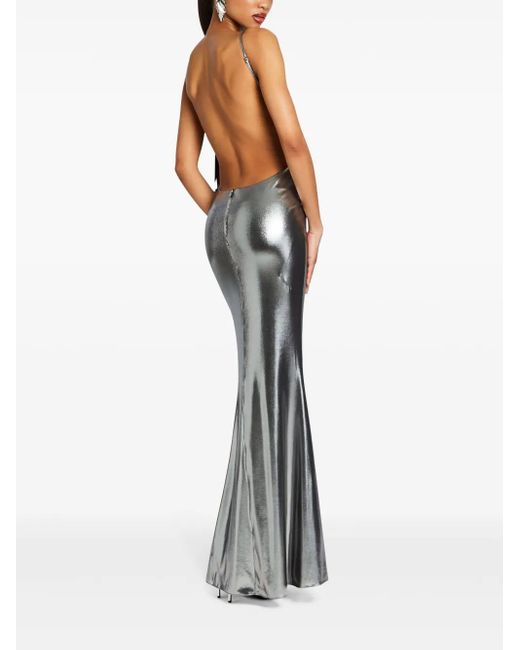 retroféte Gray Romilly Metallic Open-Back Gown