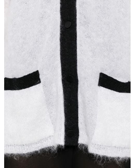 Forte_forte White Contrasting-Trim Cardigan
