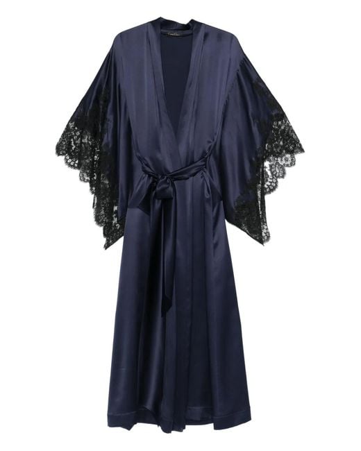Carine Gilson Blue Lace-Detail Robe
