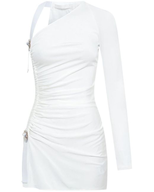 Robe courte asymétrique à fronces Dion Lee en coloris White