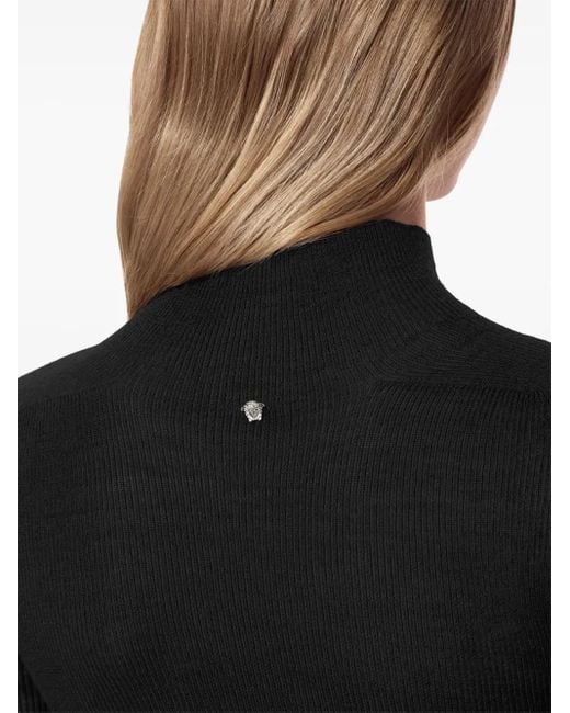 Versace Ribgebreide Top in het Black