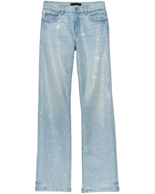 Purple Brand Blue Rhinestone-Embellished Straight-Leg Jeans