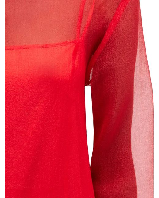 Ganni Red Organza Circle Collar Dress