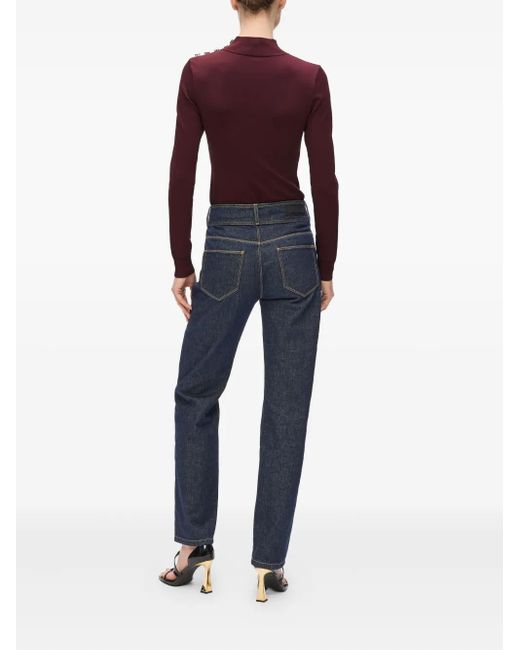 Karl Lagerfeld Purple Mock-Neck Knitted Top