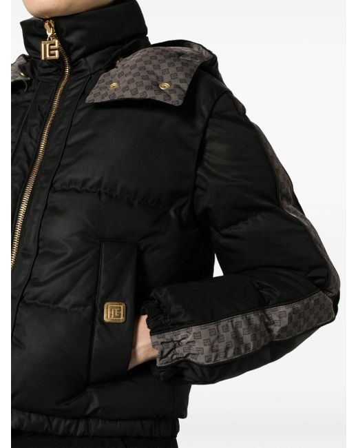 Balmain Black Monogram Stripe Ski Jacket - Women's - Polyester