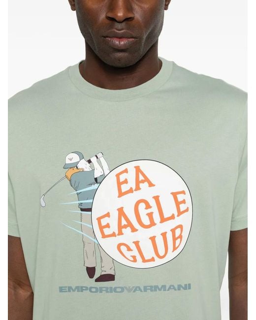 Emporio Armani Green Graphic Crewneck T-Shirt for men