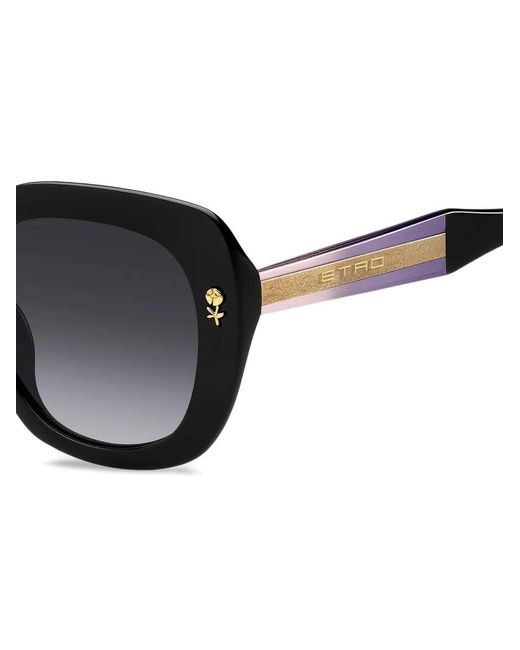 Etro Black Rose-Embellished Geometric Sunglasses