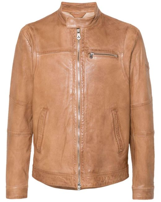 メンズ Peuterey Saguaro Leather Jacket Brown