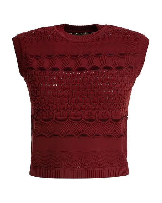 Elie Saab Red Open-Knit Tank Top