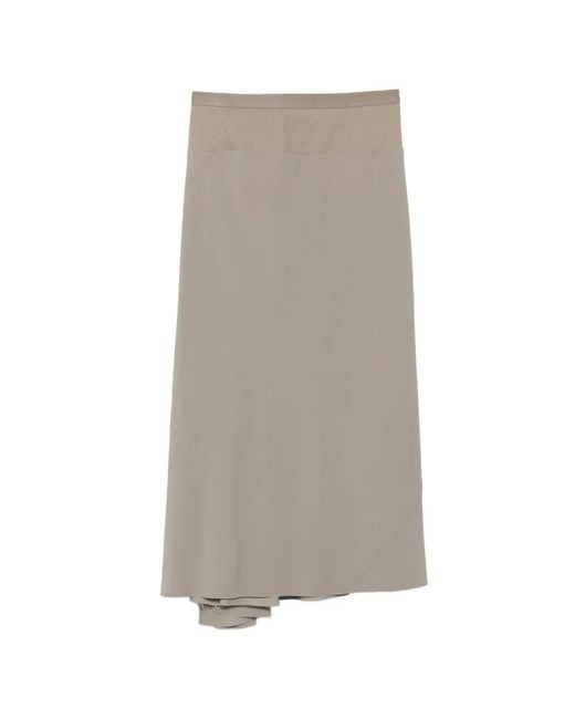 Rick Owens Gray Asymmetric Draped Midi Skirt