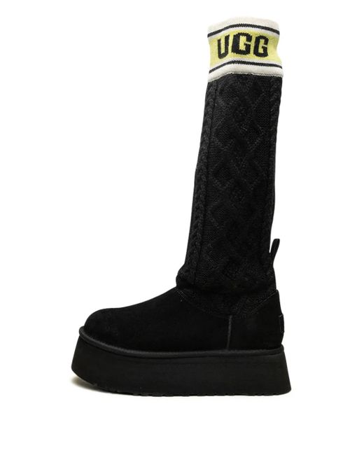 Ugg Black Classic Sweater Letter Boots