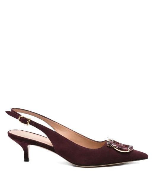 Ferragamo Brown Leather Slingback Pumps