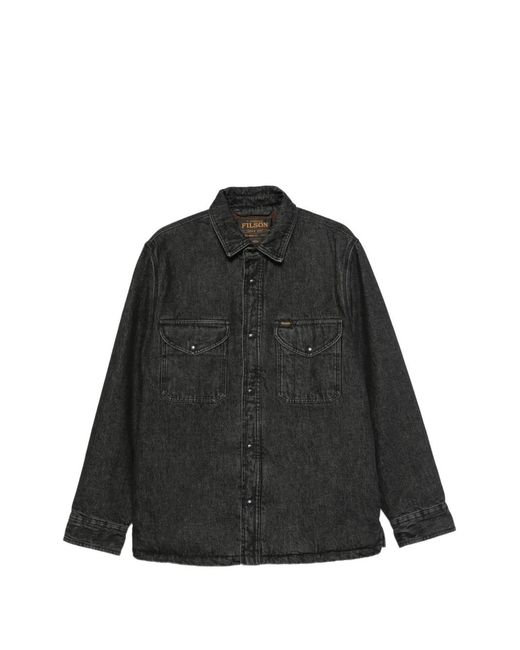 Filson Black Faded-Effect Pocket-Detail Overshirt for men