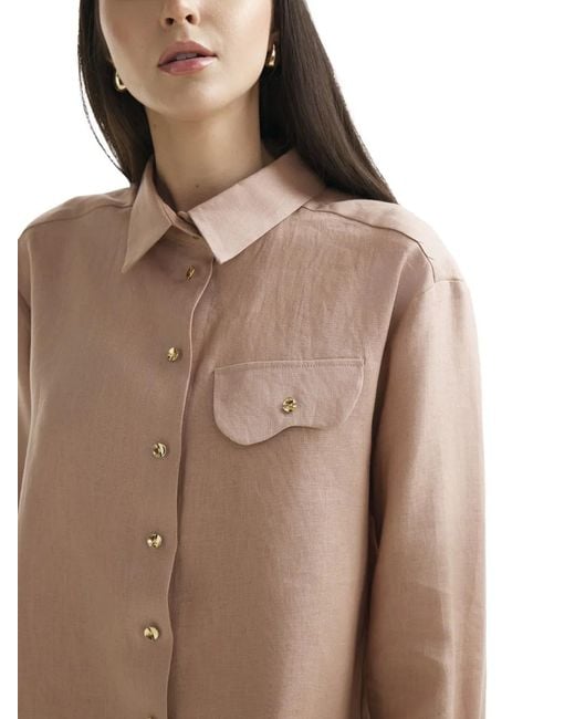 Mia Peculiar Brown Wave Linen Shirt