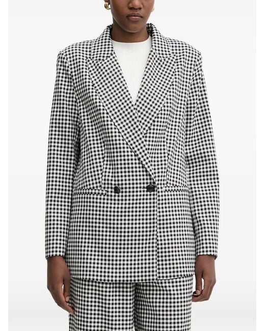 Morgan Gray Gingham Double-Breasted Blazer