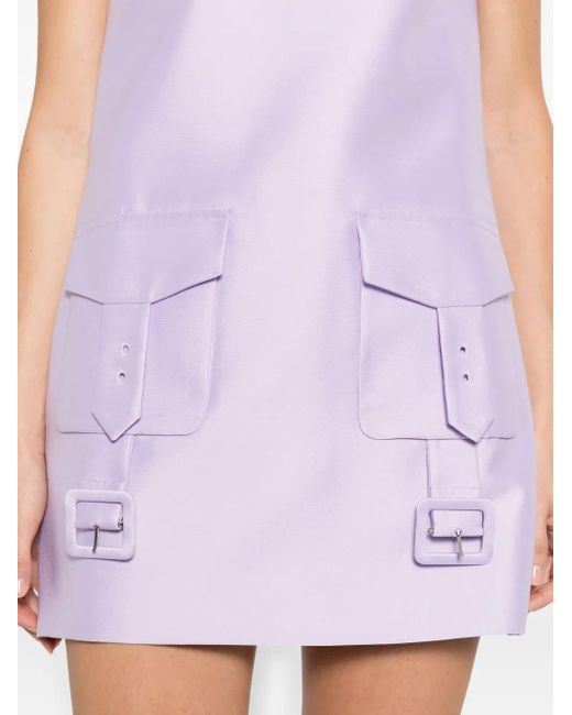 Self-Portrait Purple Short Lilac Taffeta Dress