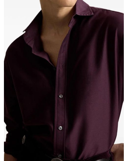 Polo Ralph Lauren Purple Relaxed-Fit Cotton-Silk Shirt
