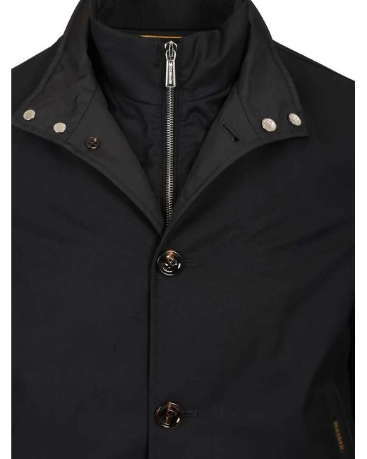 Moorer Black Bernie Buttoned Zip-Fastening Jacket for men