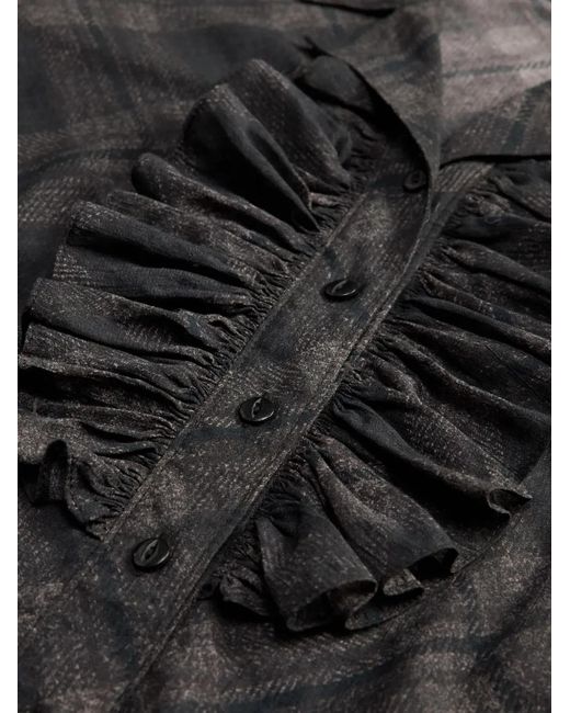 RRL Black Ruffled Plaid Shirt
