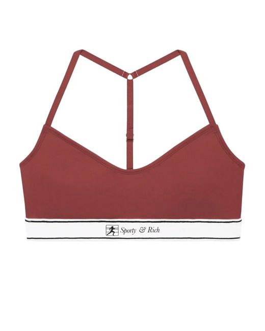 Sporty & Rich Red Runner Script Bralette