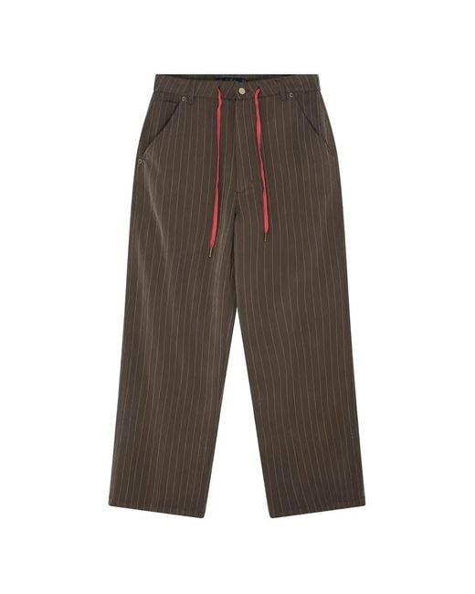 Deus Ex Machina Gray Hear & Now Pinstripe-Pattern Drawstring-Waist Trousers