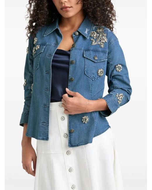 Cinq À Sept Blue Crystal-embellished Denim Jacket