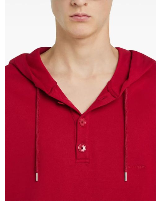 Courreges Red Buttoned Hoodie