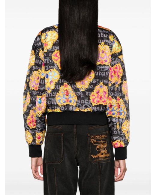 Versace Black Heart-couture-print Bomber Jacket