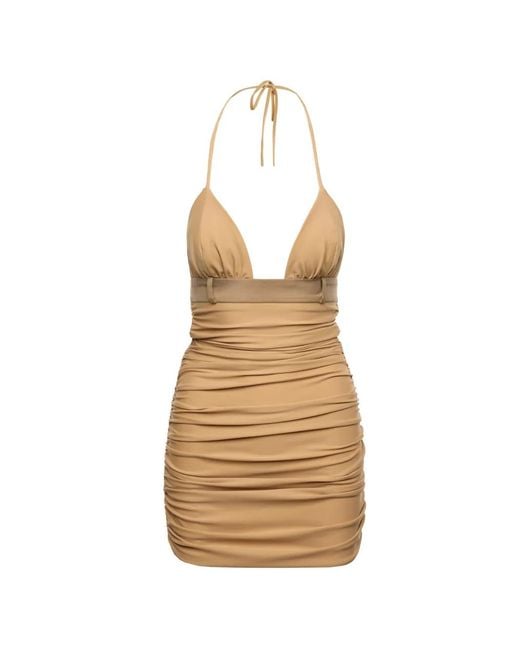 MEDEA Mini-Jurk Met Halternek En Ruches in het Metallic