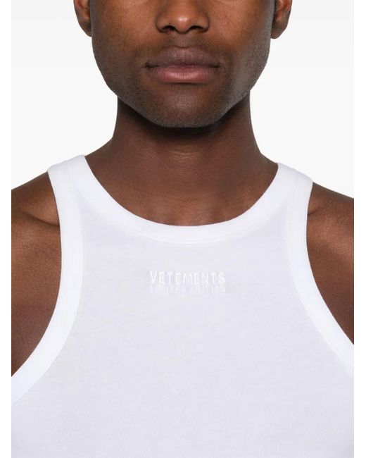 Vetements White Tanktop Mit Logo-Stickerei