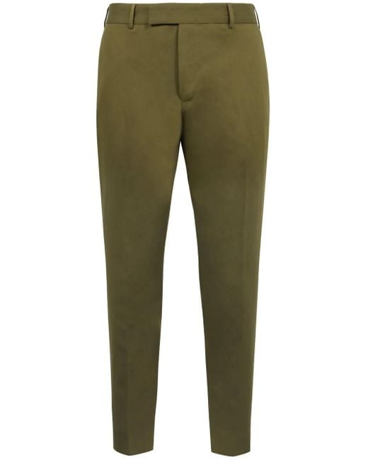 メンズ PT Torino Pantaloni In Cotone E Lino Green