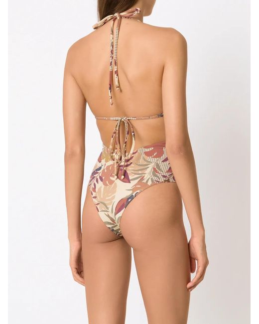 Amir Slama Multicolor Palm Leaf Print Swimsuit