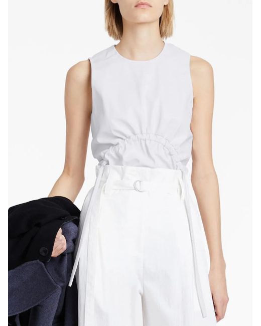 Proenza Schouler White Drawstring-Detail Faux-Leather Top
