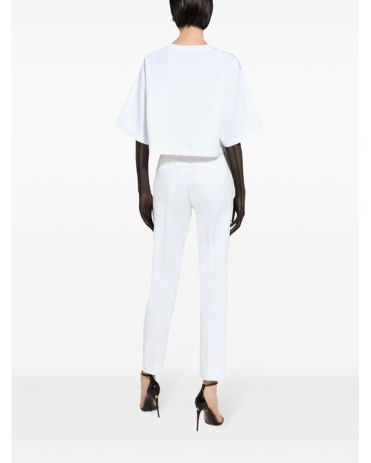 Pantalon en gabardine à taille haute Dolce & Gabbana en coloris White