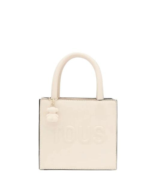 Tous White Mini Cube Embossed Tote Bag