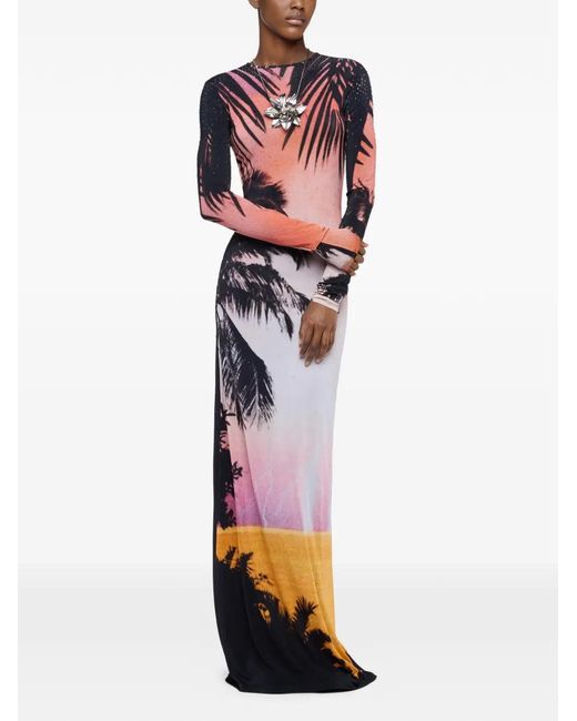 Rabanne White Thunderstorm-Printed Maxi Dress