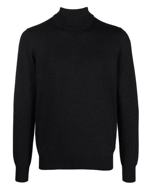 Jersey de lana con cuello alto Gran Sasso de hombre de color Black