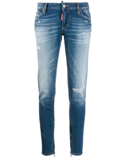 DSquared² Blue Distressed Skinny Jeans