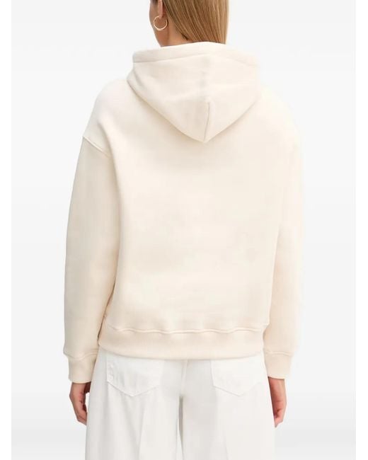 From Future White Heart-Print Drawstring Hoodie
