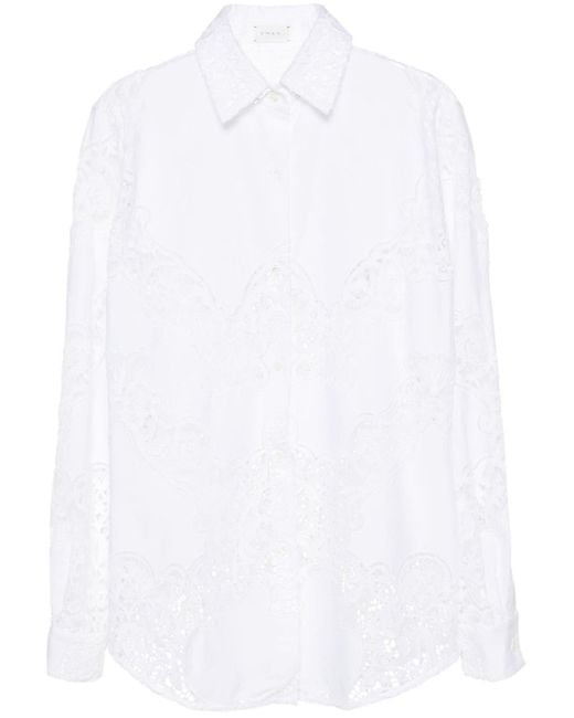 Magda Butrym White Panelled Guipure-lace Shirt