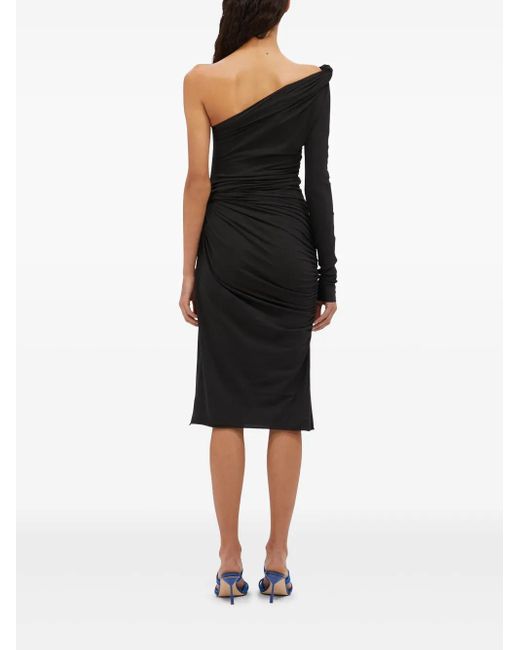 MSGM Asymmetrische Midi-Jurk in het Black