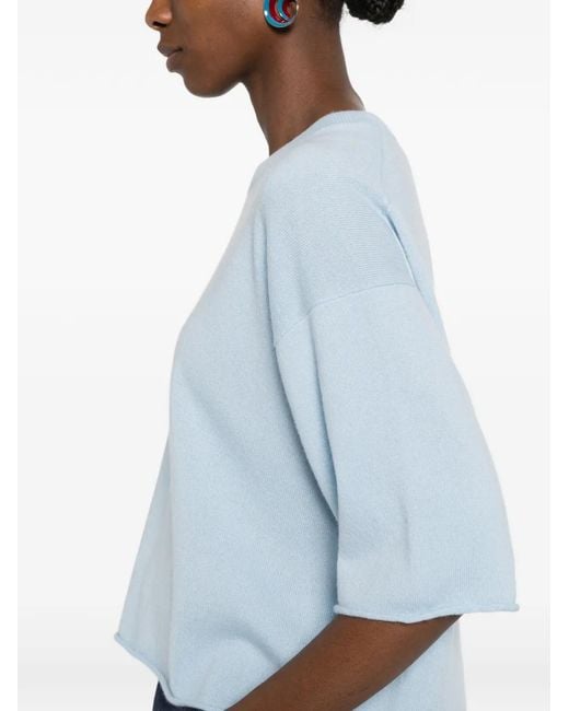 Allude Blue T-Shirt À Bords Francs
