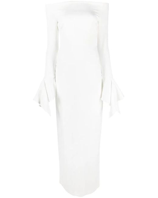Solace London White Amalie Off-Shoulder Maxi Dress