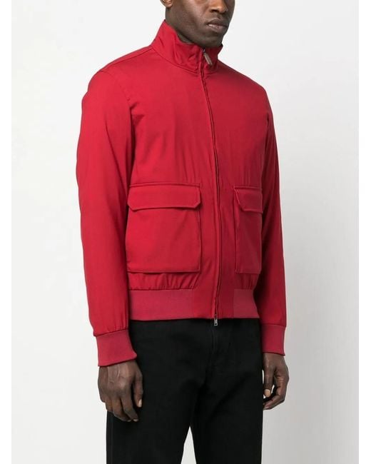 Herno Red Zip-Up Bomber Jacket for men