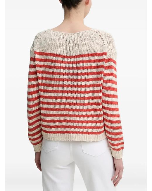 Marc O' Polo Red Striped Boat-Neck Sweater