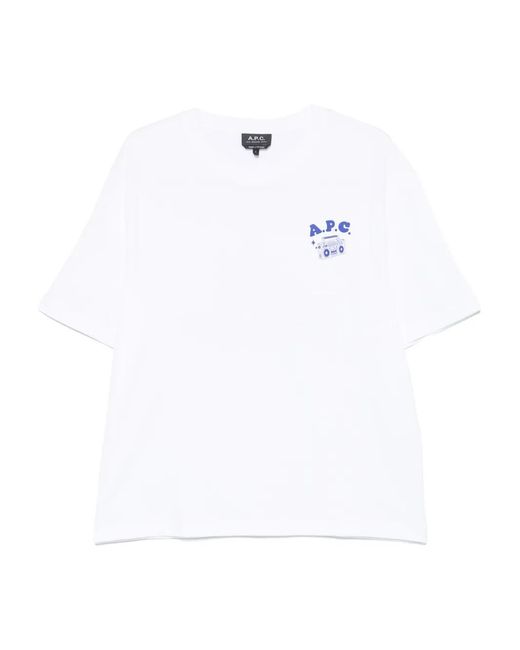 A.P.C. White Logo-Print T-Shirt