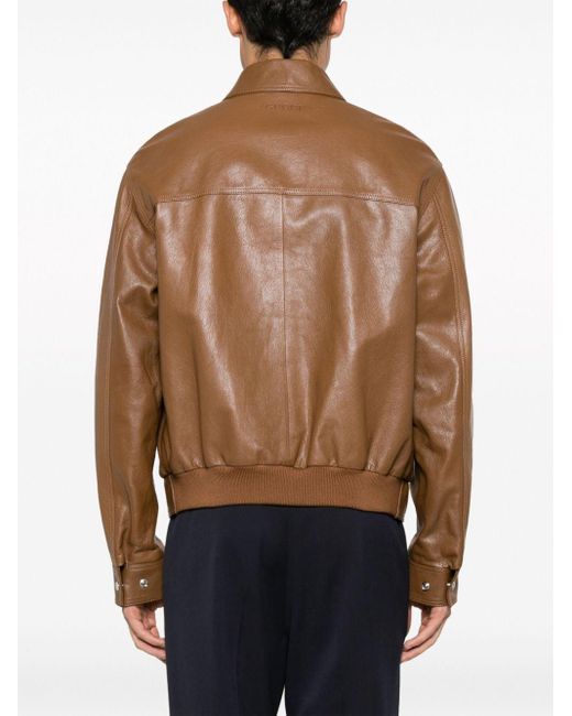 Gucci Brown Panelled Leather Jacket for men